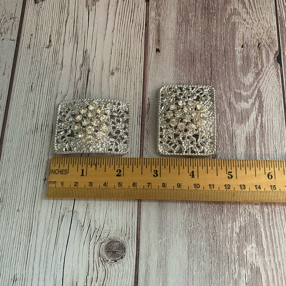Silver And Rhinestone Shoe Clips - Picture 7 of 7